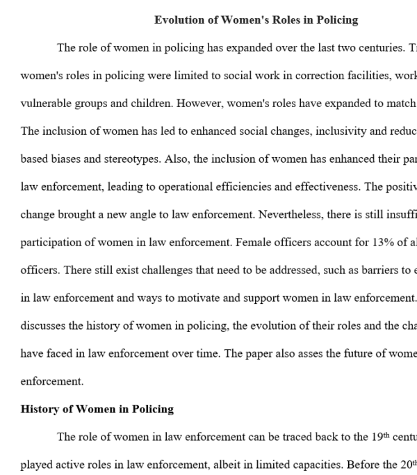 Evolution of Women Roles in Policing
