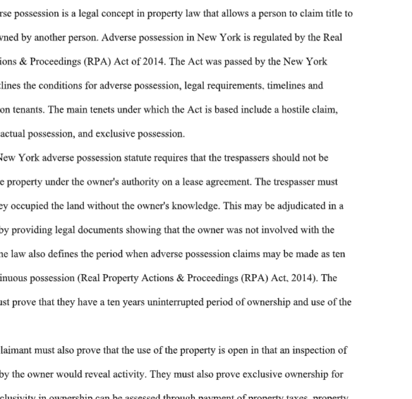adverse possession in New York